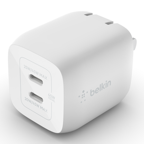 Dual USB-C GaN Wall Charger with PPS 45W, White, hi-res